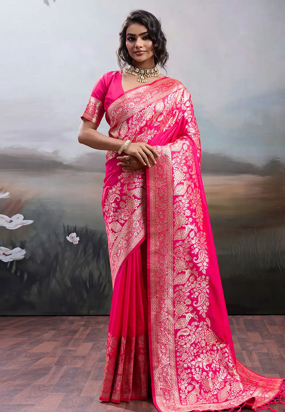 Pink Silk Saree With Blouse 326683