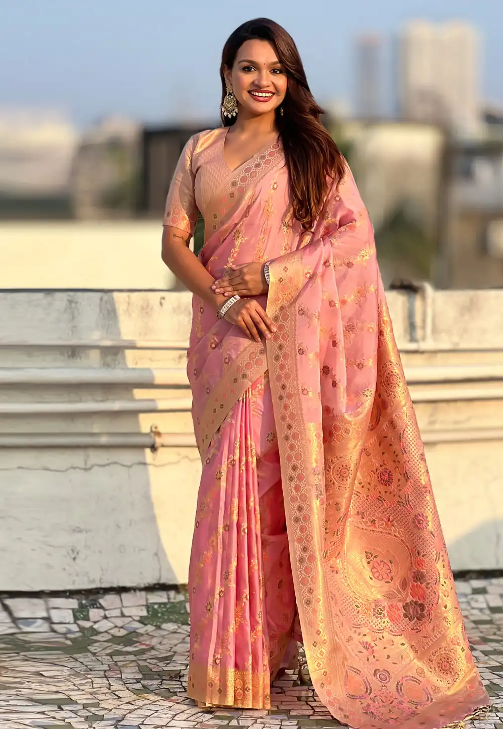 Pink Silk Saree With Blouse 327119