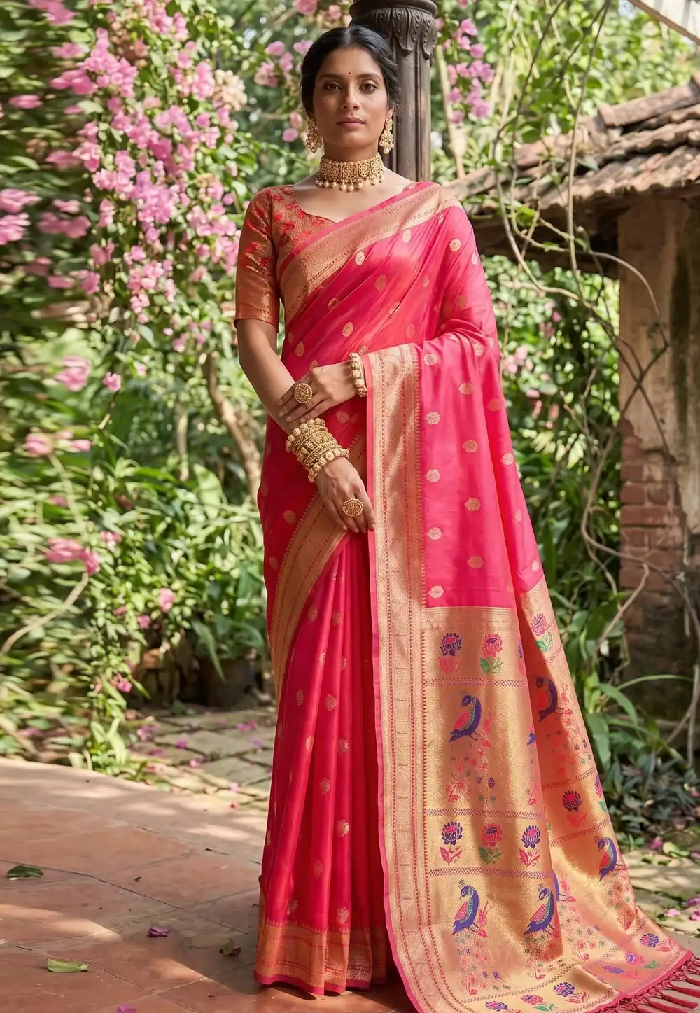 Pink Silk Saree With Blouse 329496