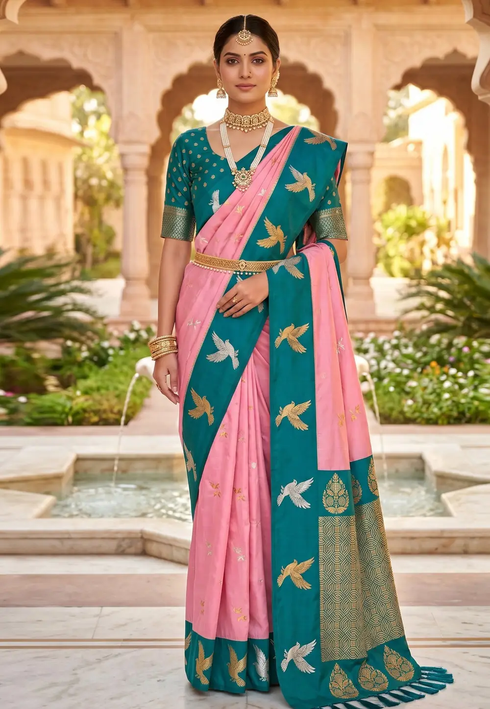 Pink Silk Saree With Blouse 330995