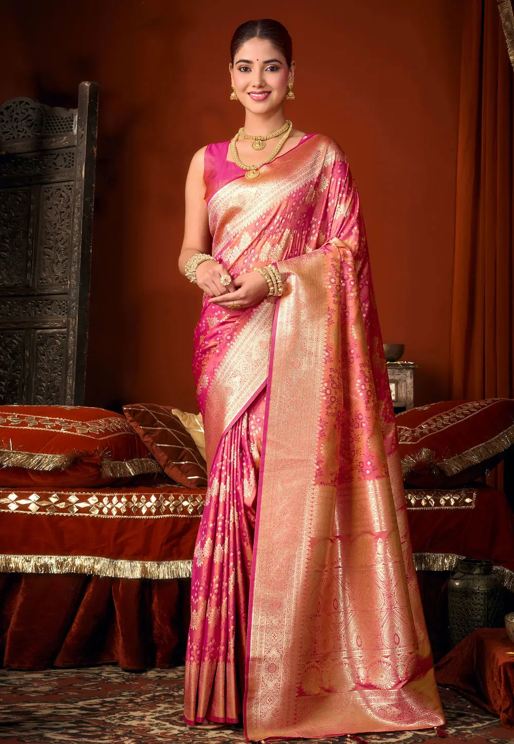 Pink Silk Saree With Blouse 334342