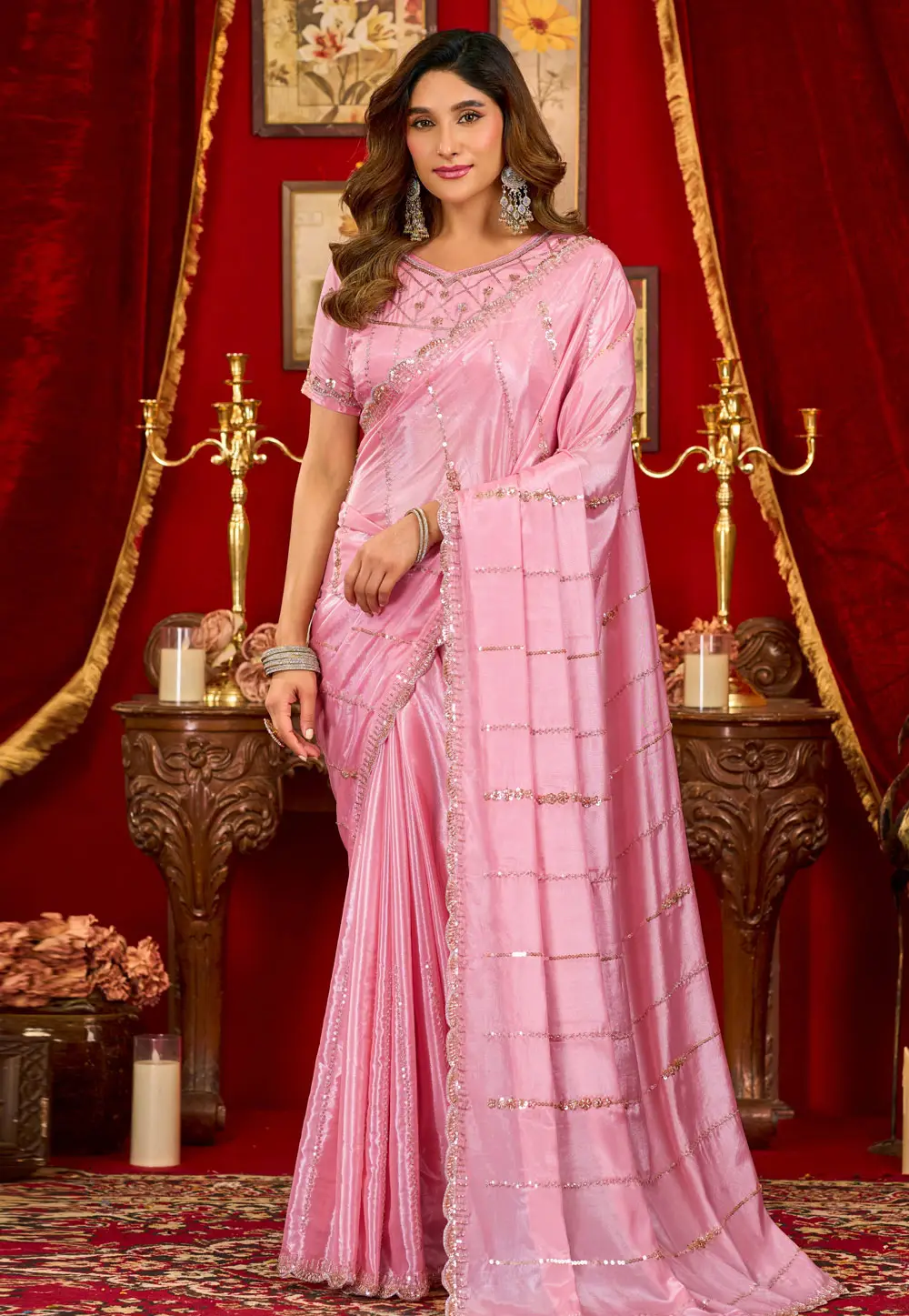 Pink Silk Saree With Blouse 334654