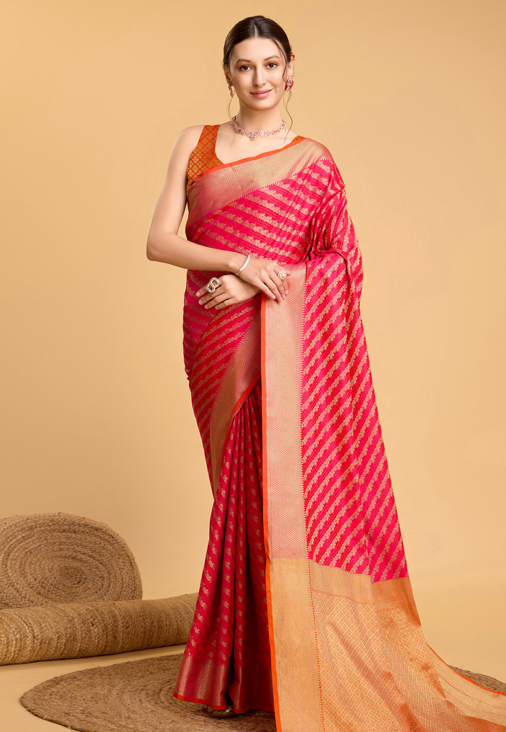 Pink Silk Saree With Blouse 284076
