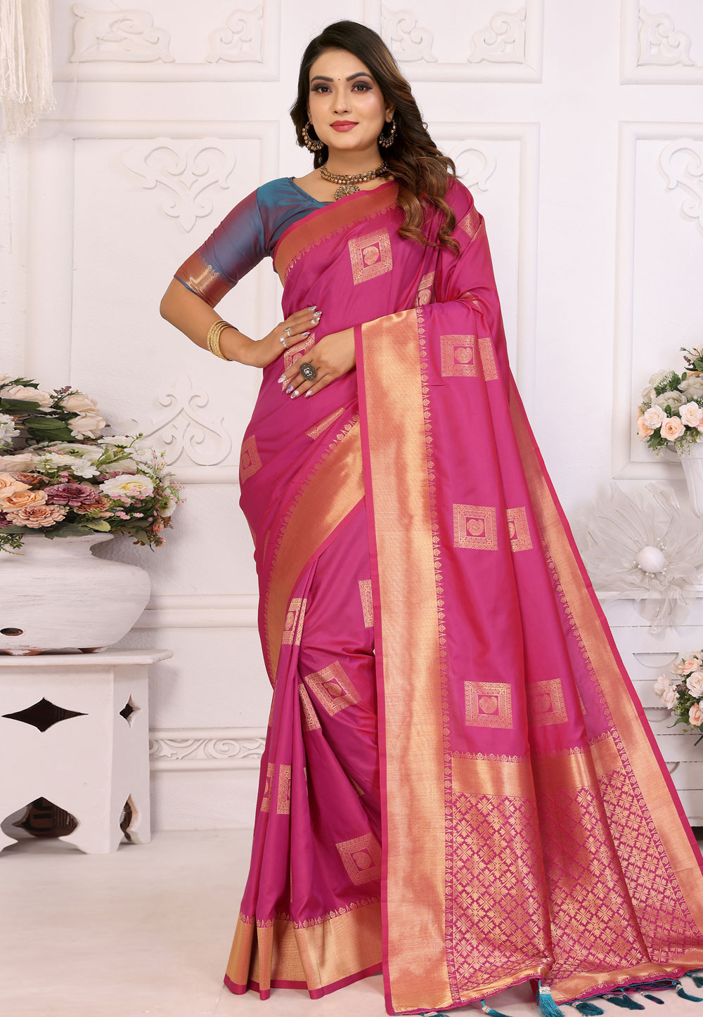 Pink Silk Saree With Blouse 306966
