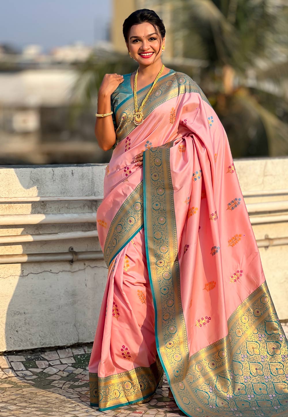 Pink Silk Saree With Blouse 308466