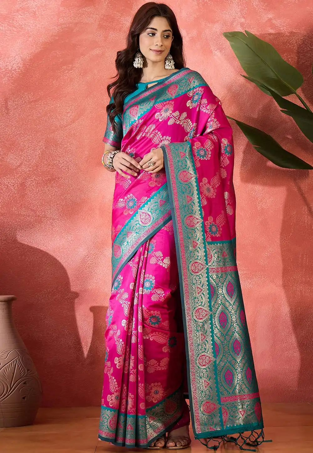 Pink Silk Saree With Blouse 310693