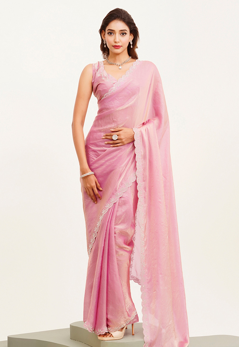 Pink Silk Saree With Blouse 311826