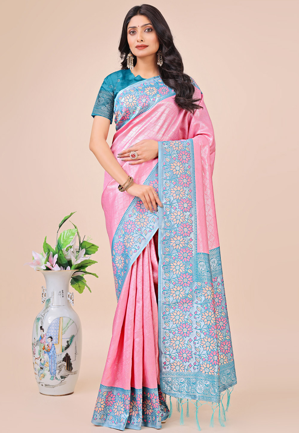 Pink Silk Saree With Blouse 312152
