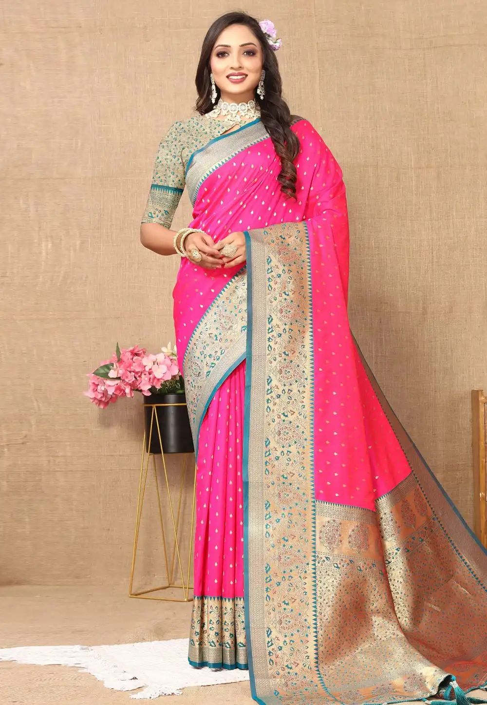 Pink Silk Saree With Blouse 314756