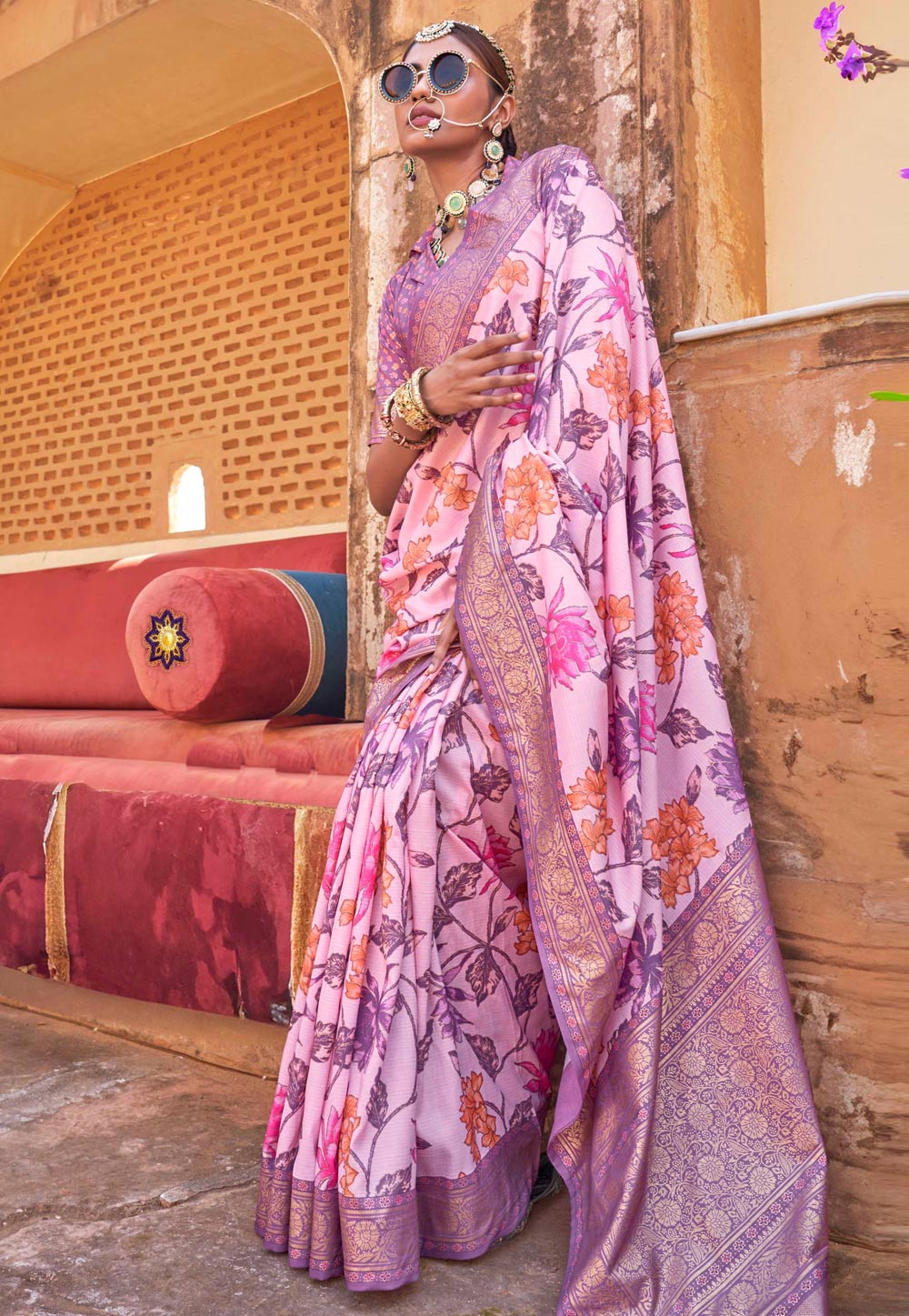 Pink Silk Saree With Blouse 310552