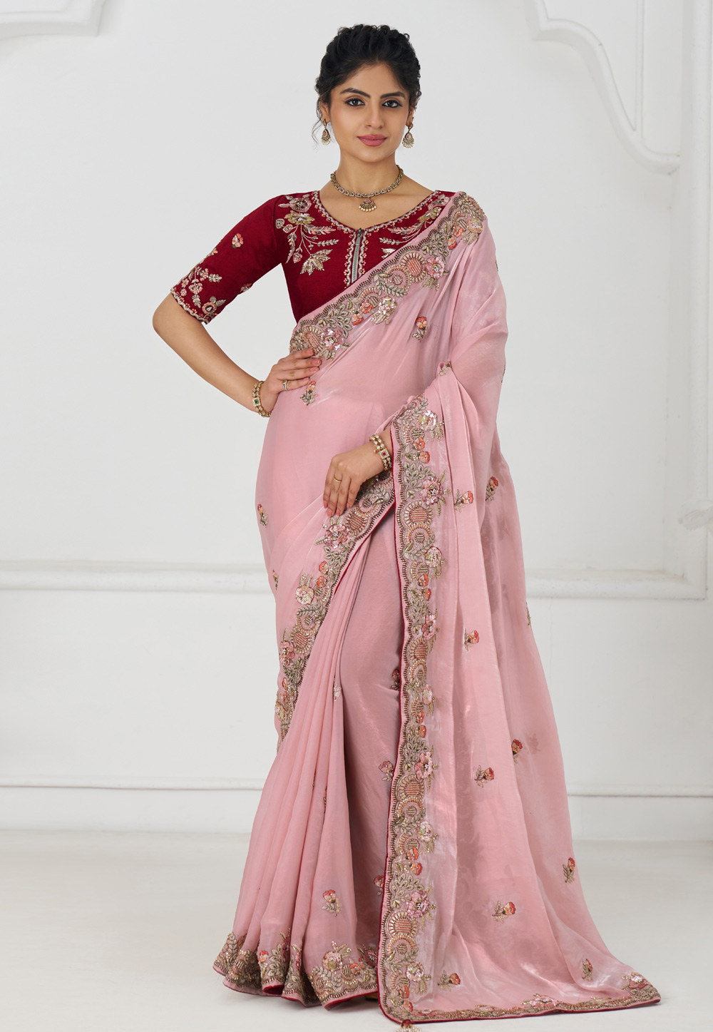 Pink Silk Saree With Blouse 308991