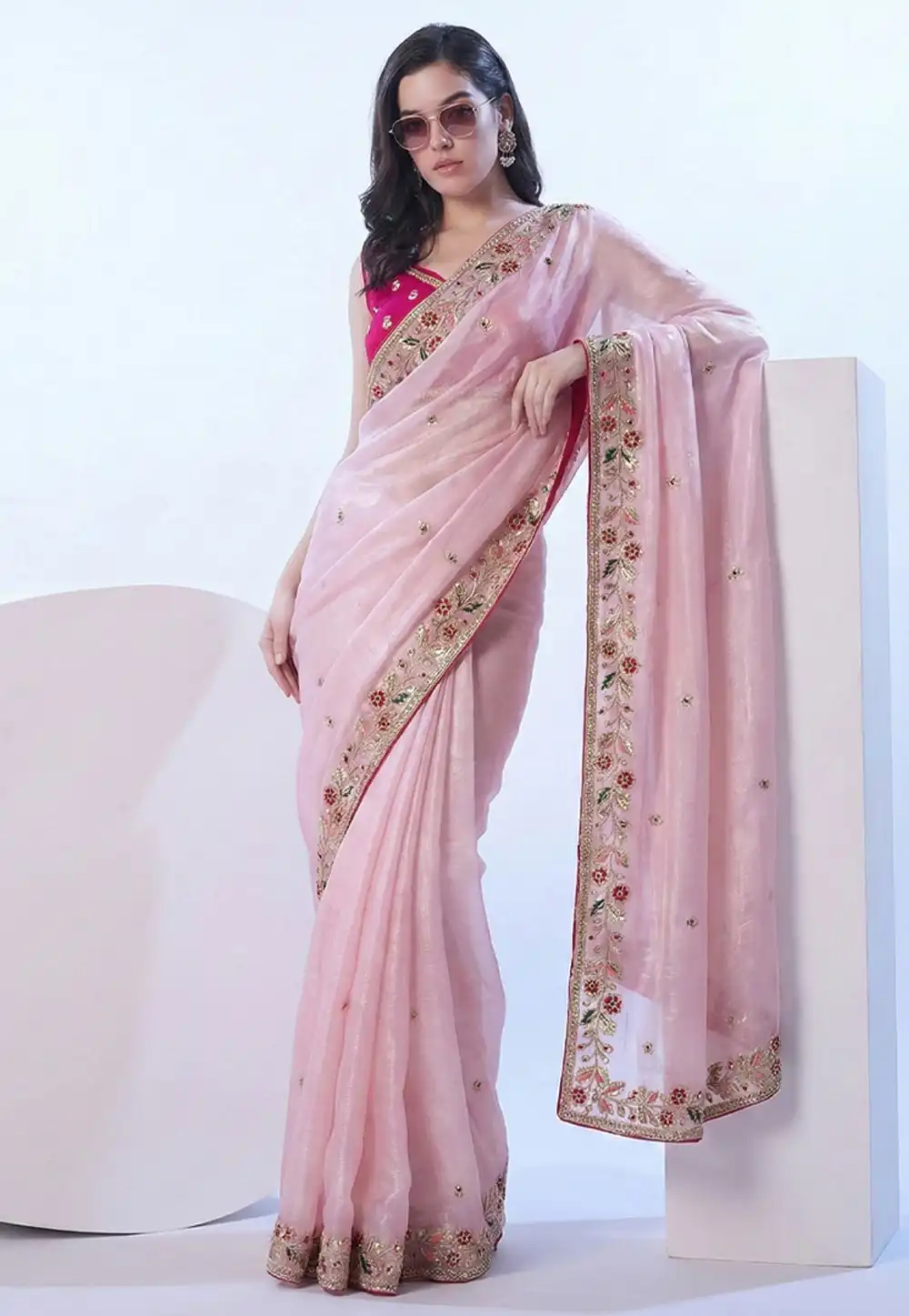 Pink Silk Saree With Blouse 330025
