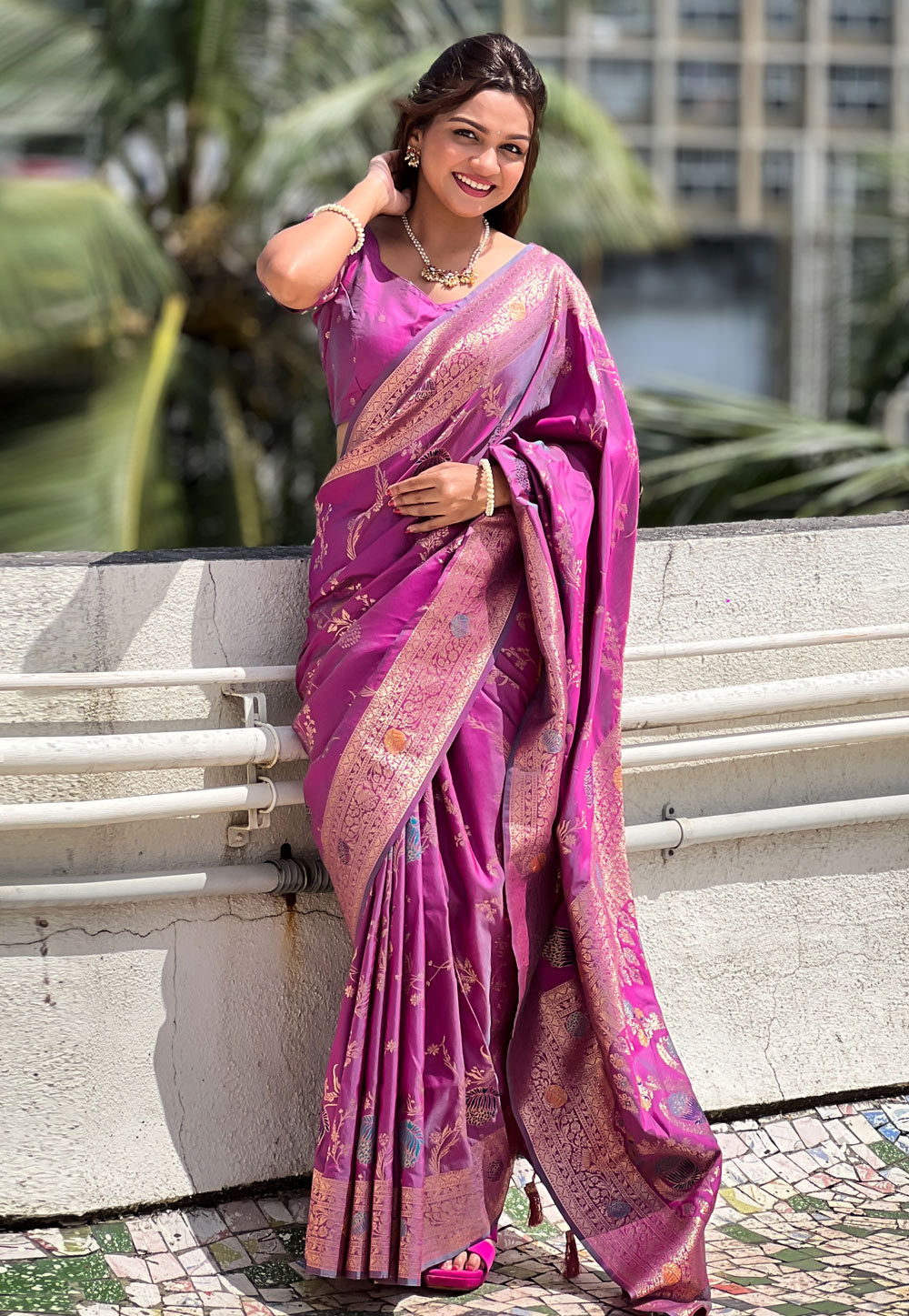 Pink Silk Saree With Blouse 307226