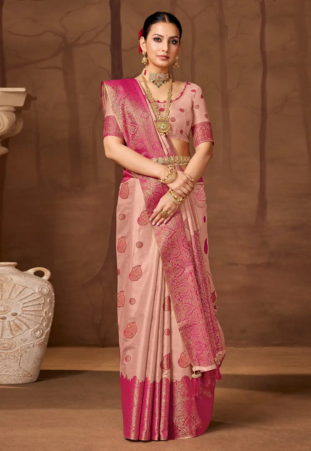 Pink Silk Saree With Blouse 321650