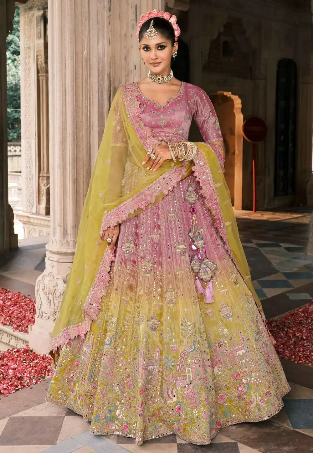 Pink Silk Wedding Lehenga Choli 317439