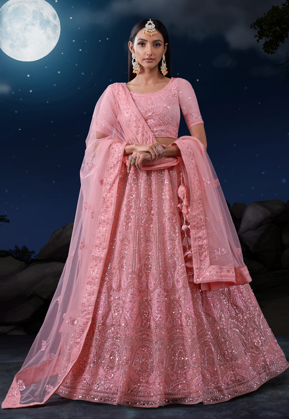 Pink Soft Net Lehenga Choli 282907