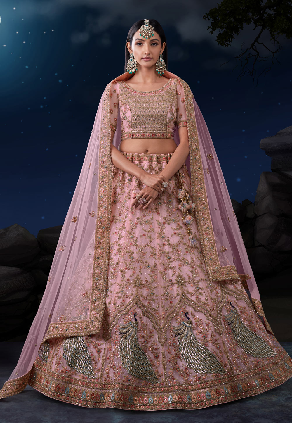 Pink Soft Net Lehenga Choli 282911
