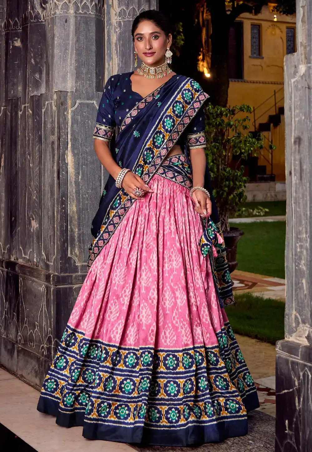 Pink Tussar Silk Circular Lehenga Choli 315186