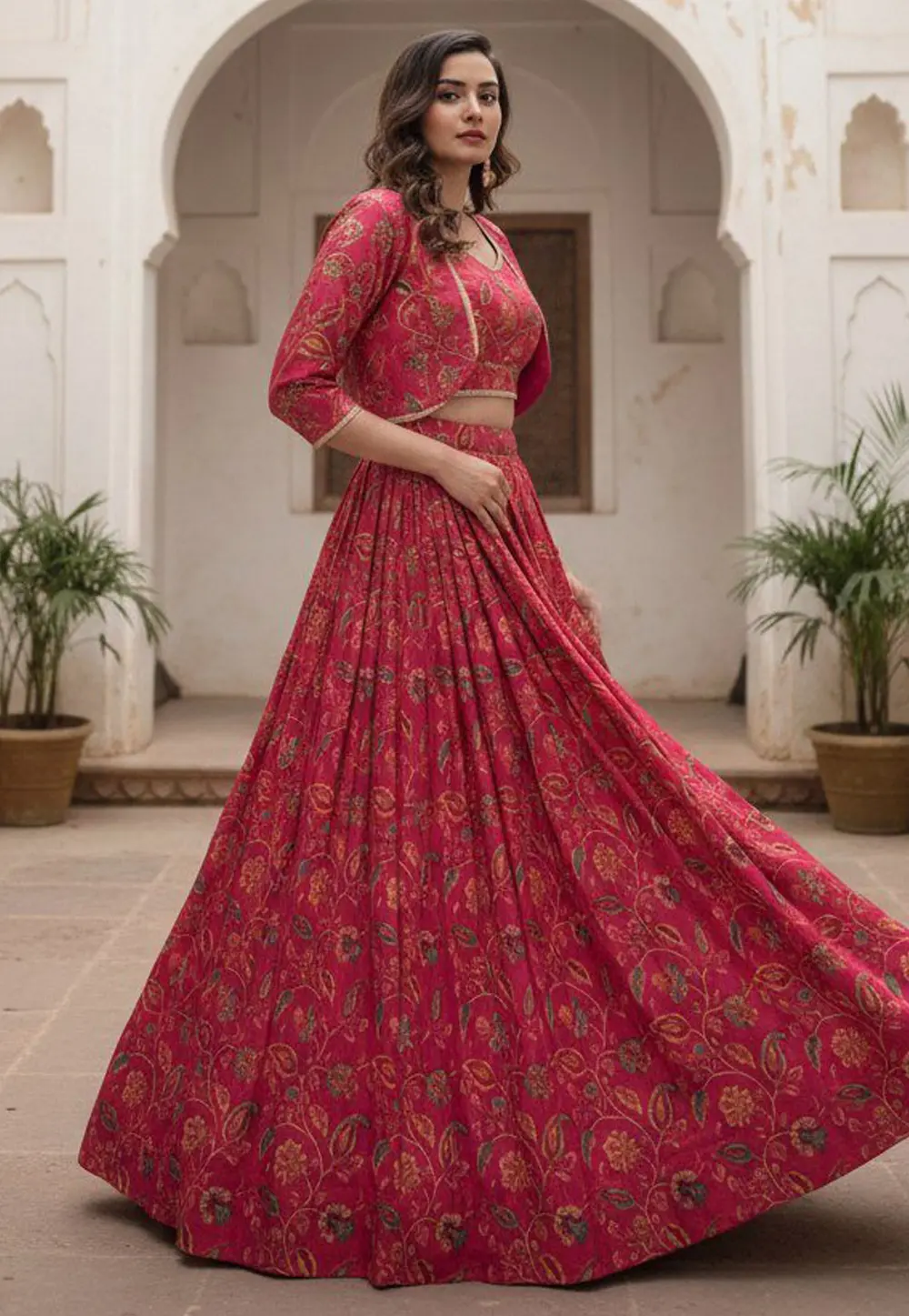 Pink Tussar Silk Readymade Jacket Style Lehenga Choli 331899