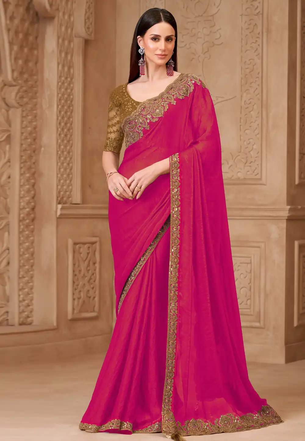 Pink Tussar Silk Saree With Blouse 325694
