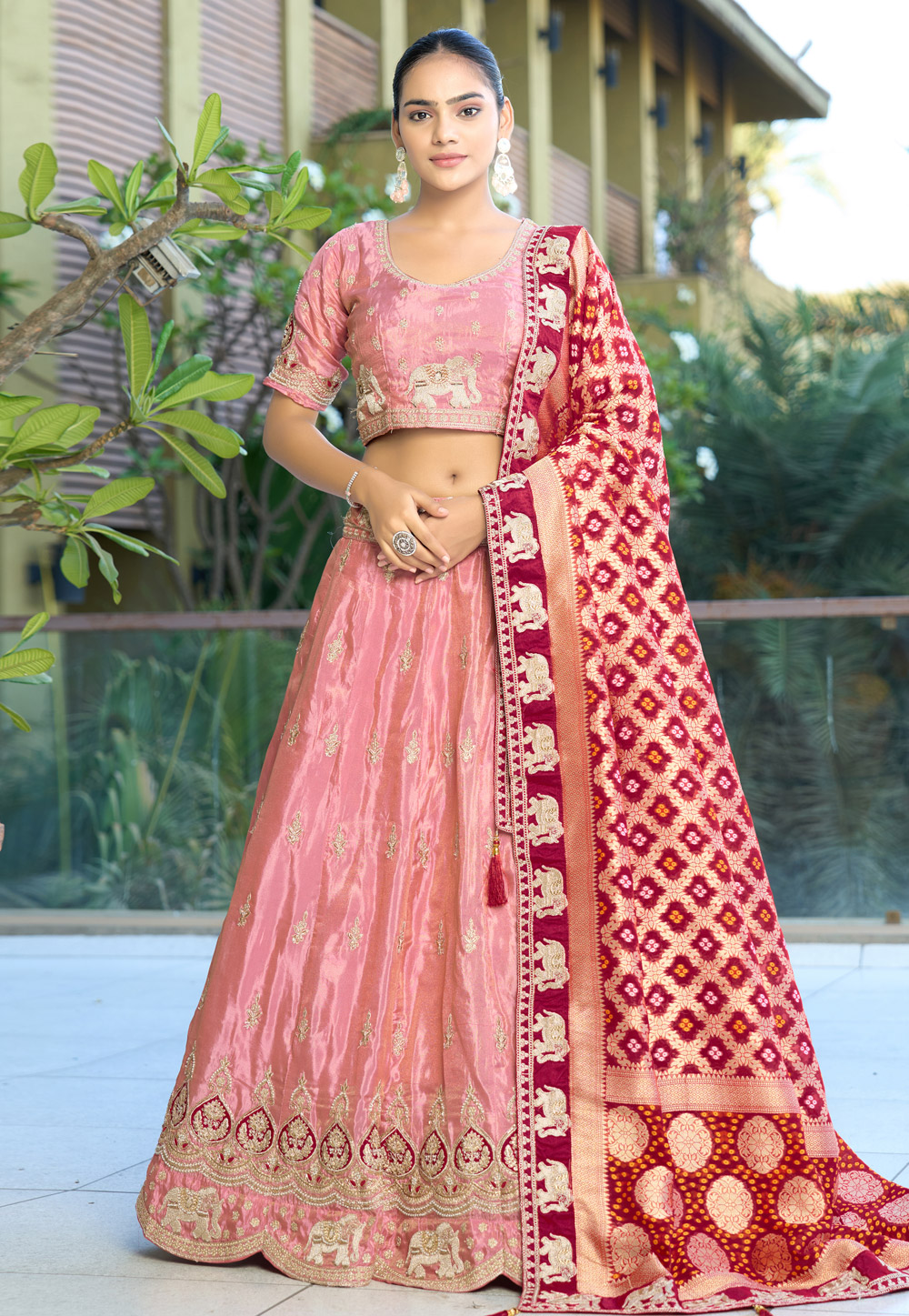 Pink Viscose A Line Lehenga Choli 310974