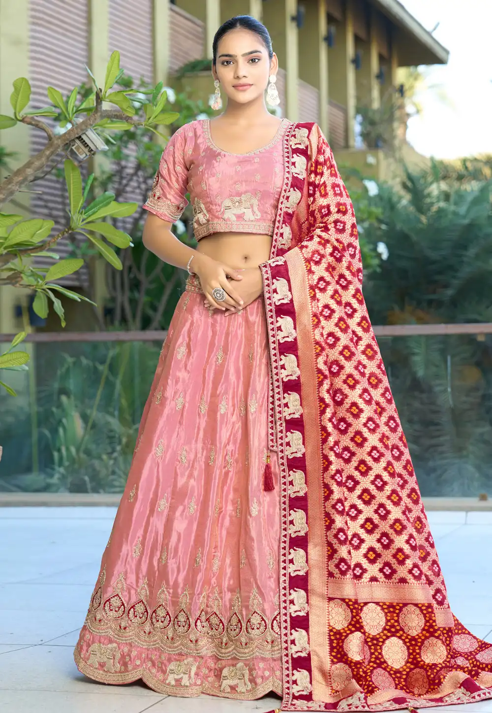 Pink Viscose A Line Lehenga Choli 310974