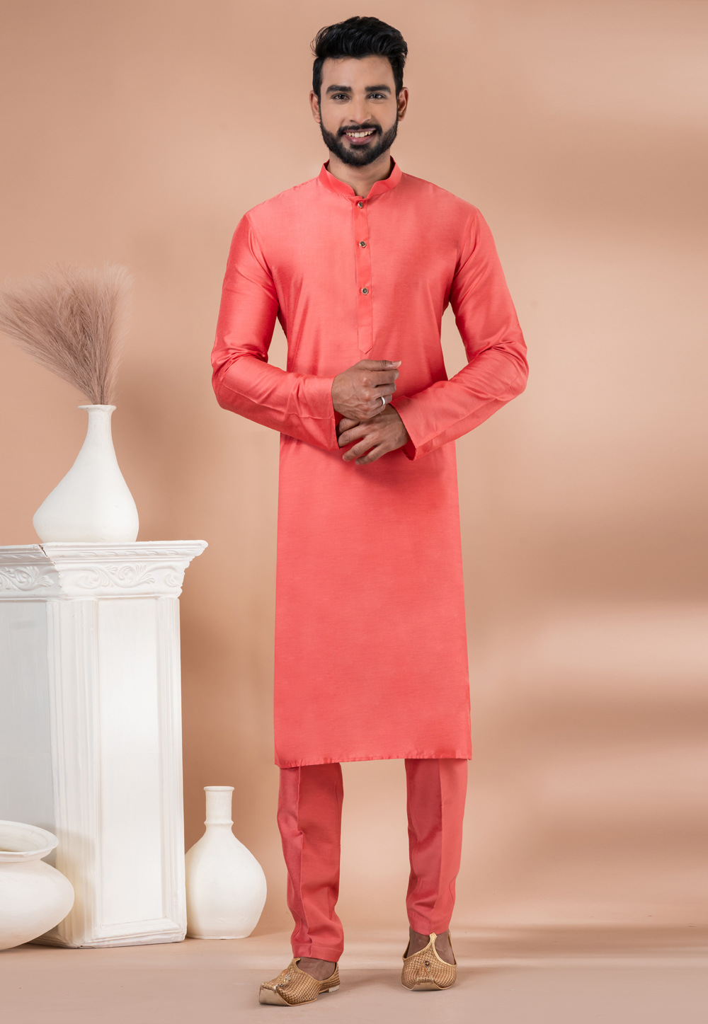 Pink Viscose Kurta Pajama 282537