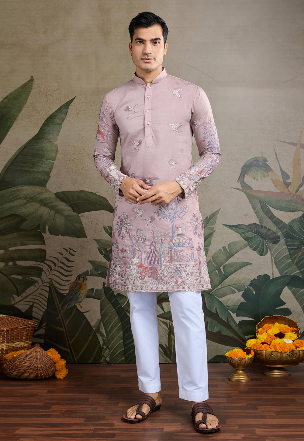 Pink Viscose Kurta Pajama 311704