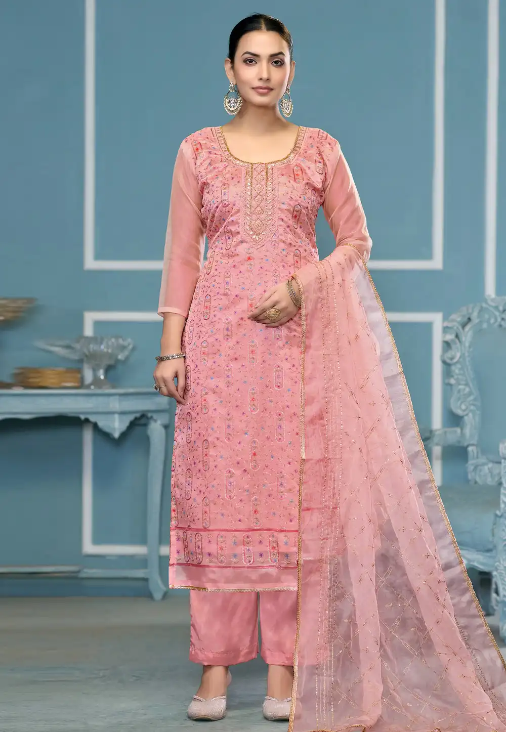 Pink Viscose Pakistani Suit 307279