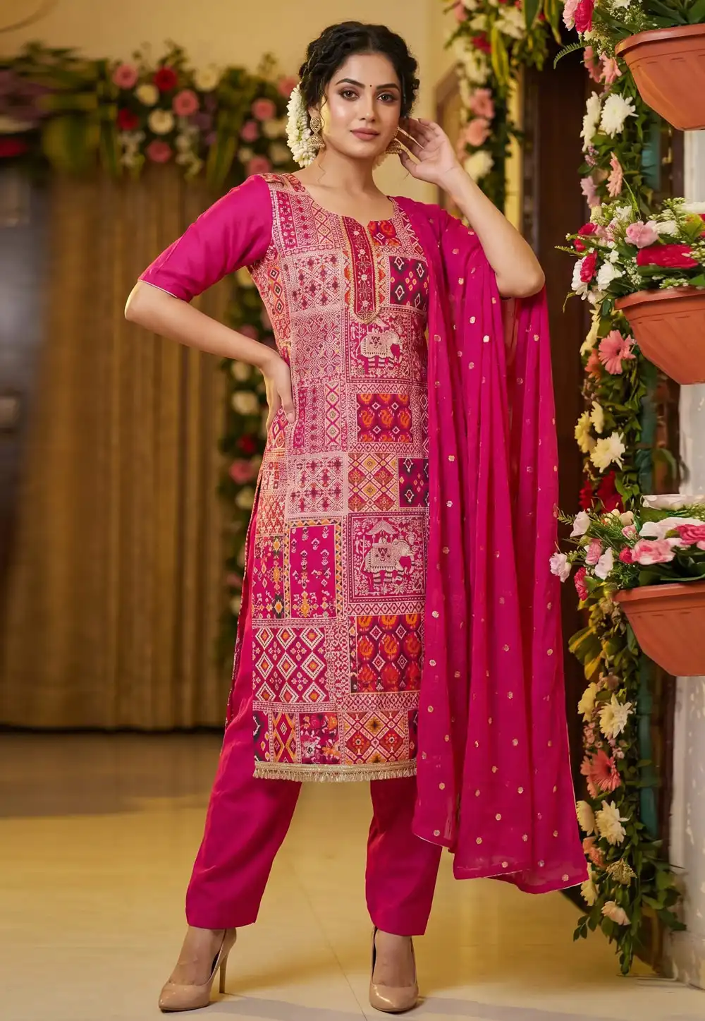 Pink Viscose Pant Style Suit 327703