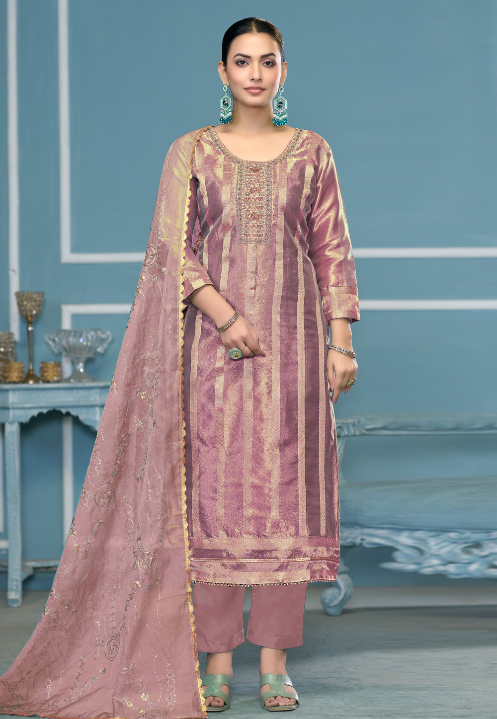 Pink Viscose Pant Style Suit 306825