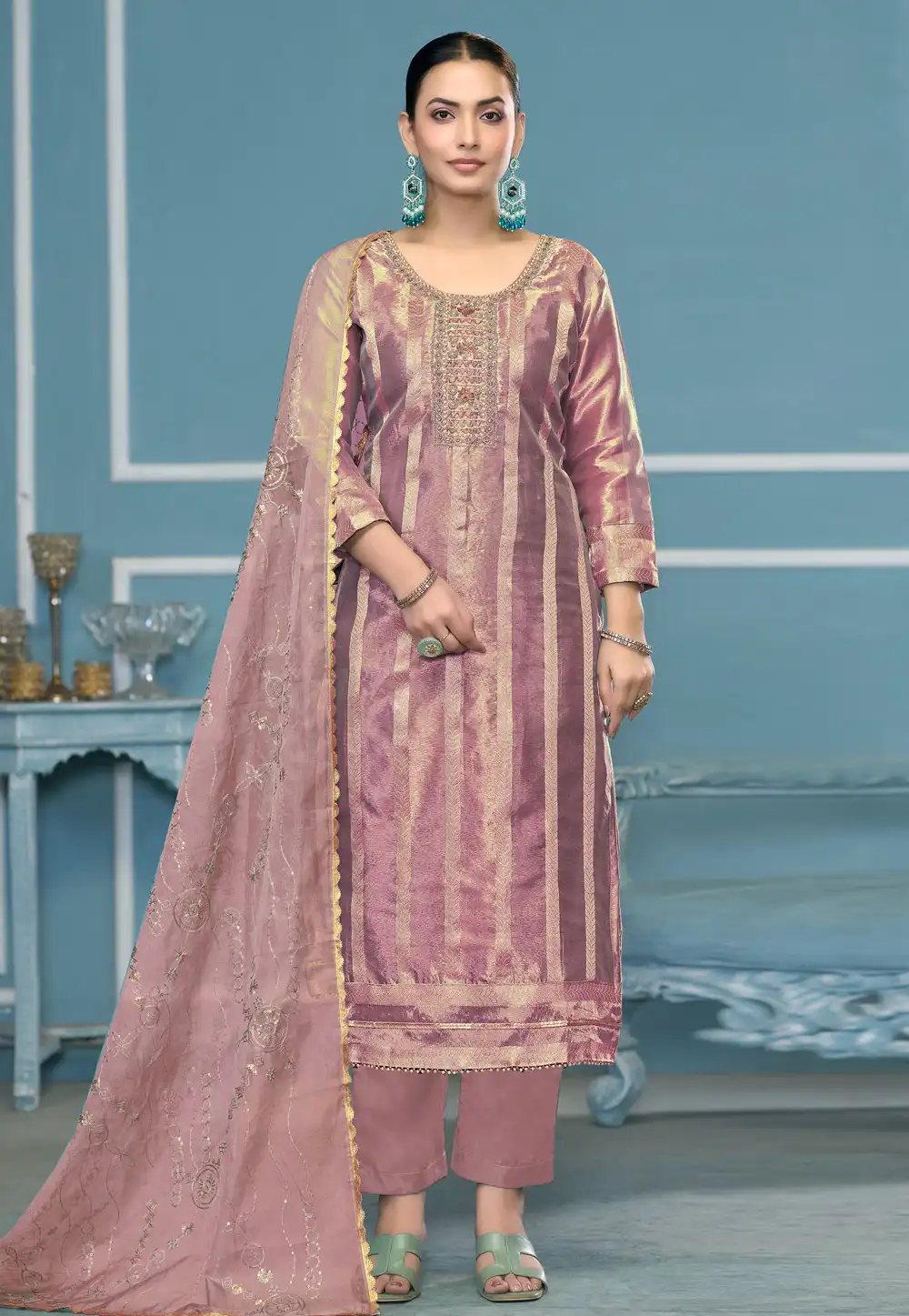 Pink Viscose Pant Style Suit 306825