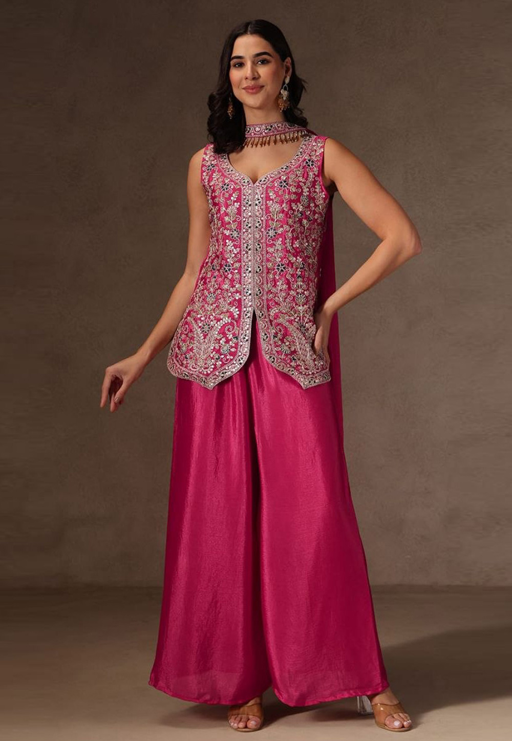 Pink Viscose Readymade Pakistani Suit 329639