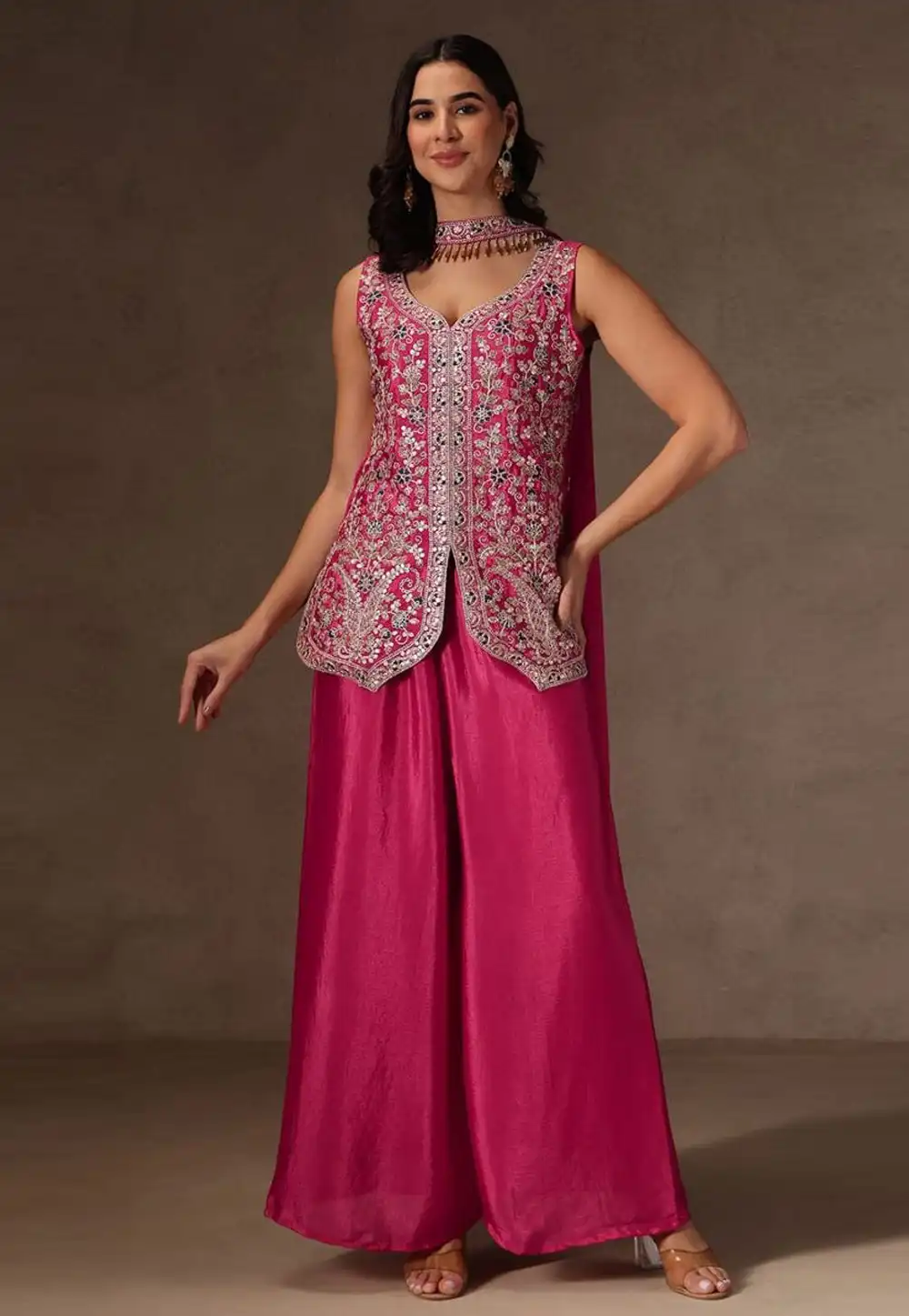 Pink Viscose Readymade Pakistani Suit 329639