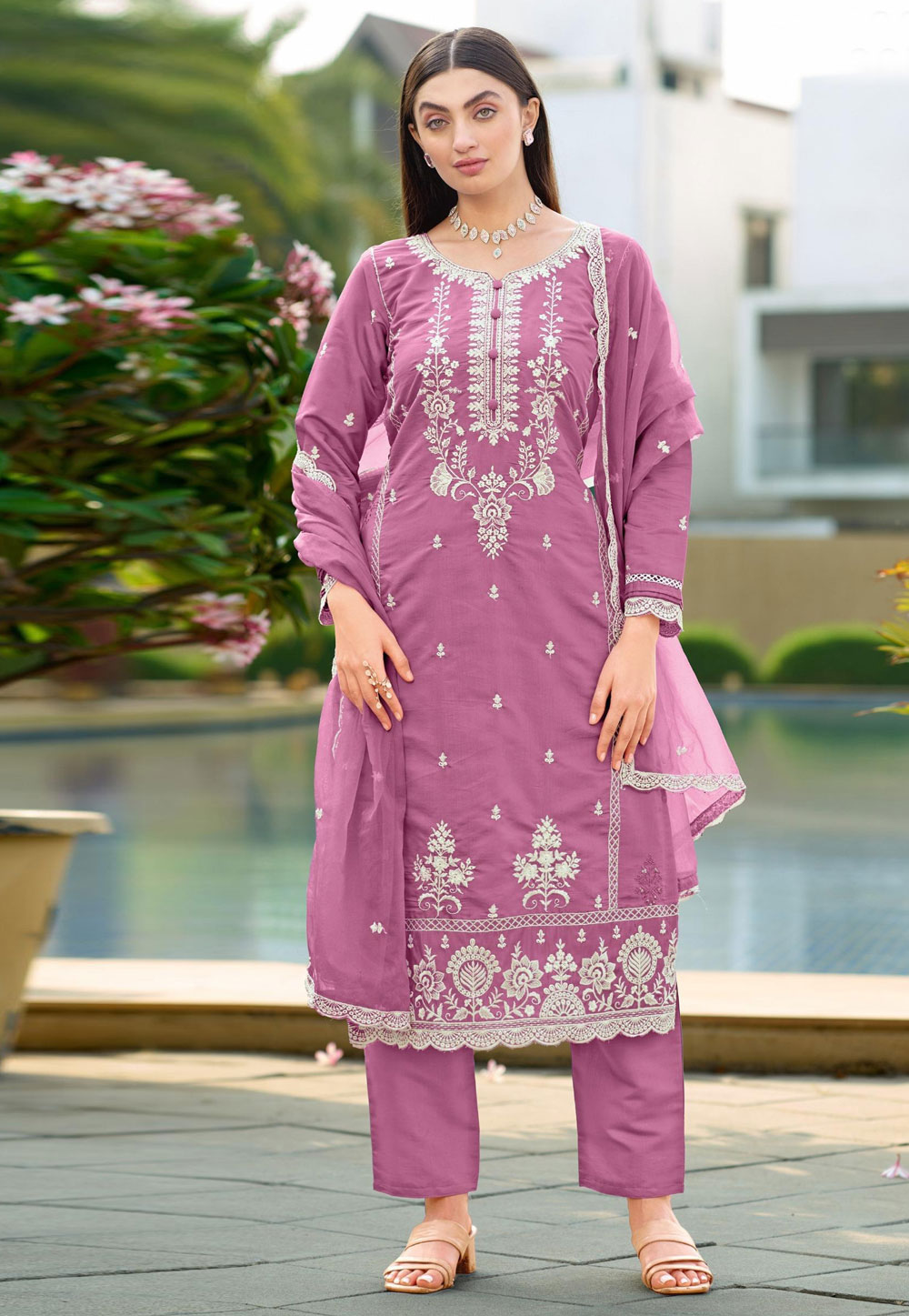 Pink Viscose Readymade Pakistani Suit 323912