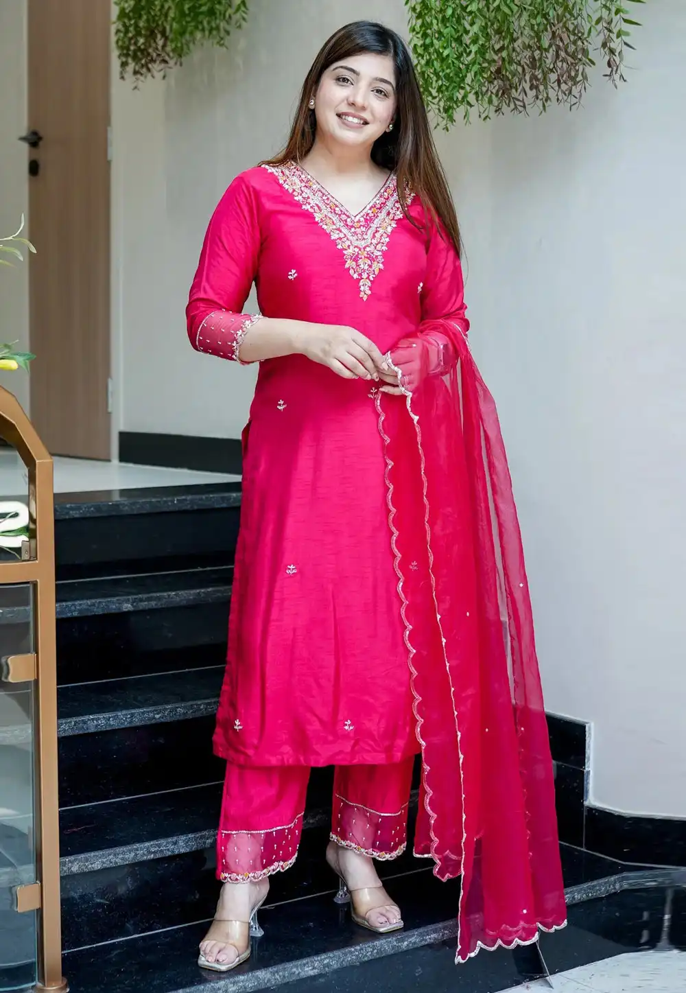 Pink Viscose Readymade Pakistani Suit 315149