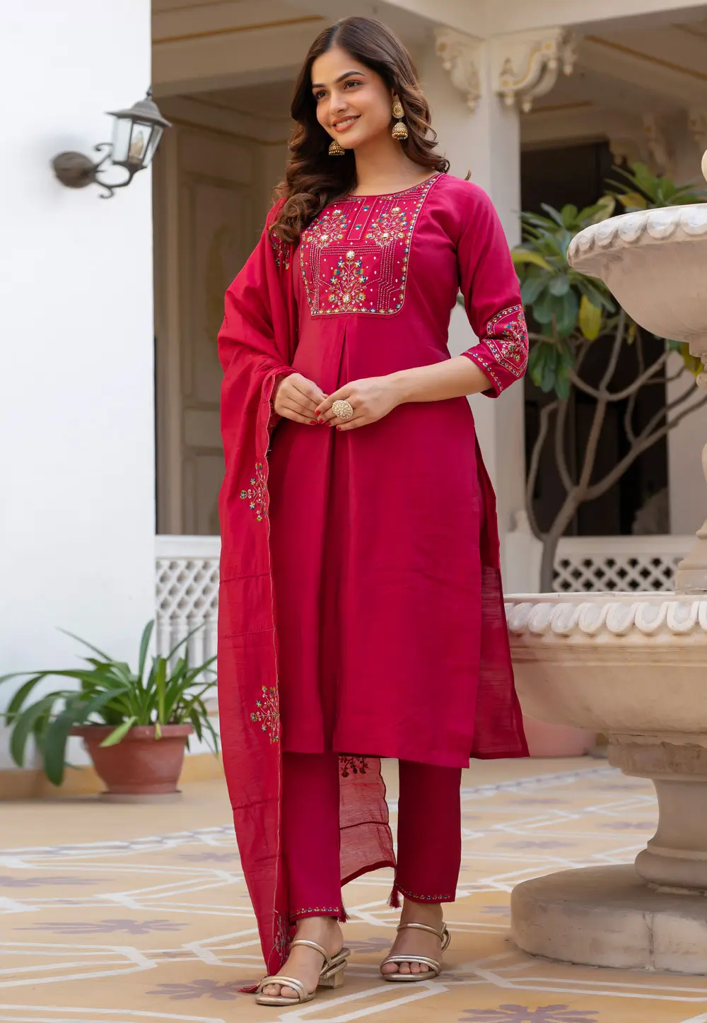 Pink Viscose Readymade Pakistani Suit 333889
