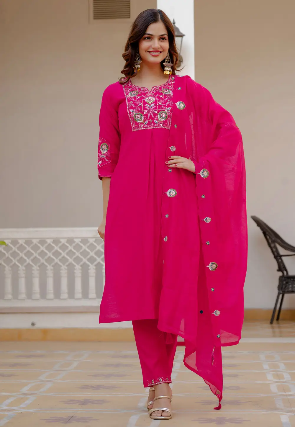 Pink Viscose Readymade Pakistani Suit 334060