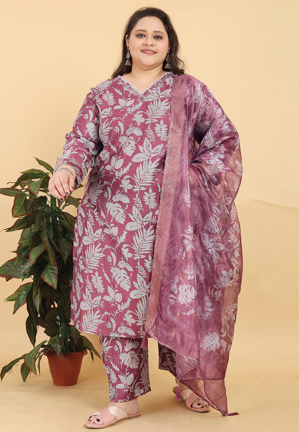 Pink Viscose Readymade Pant Style Suit 311169
