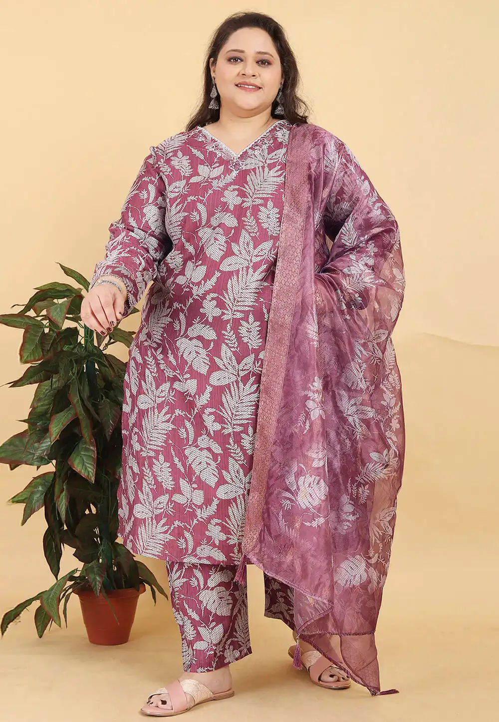 Pink Viscose Readymade Pant Style Suit 311169