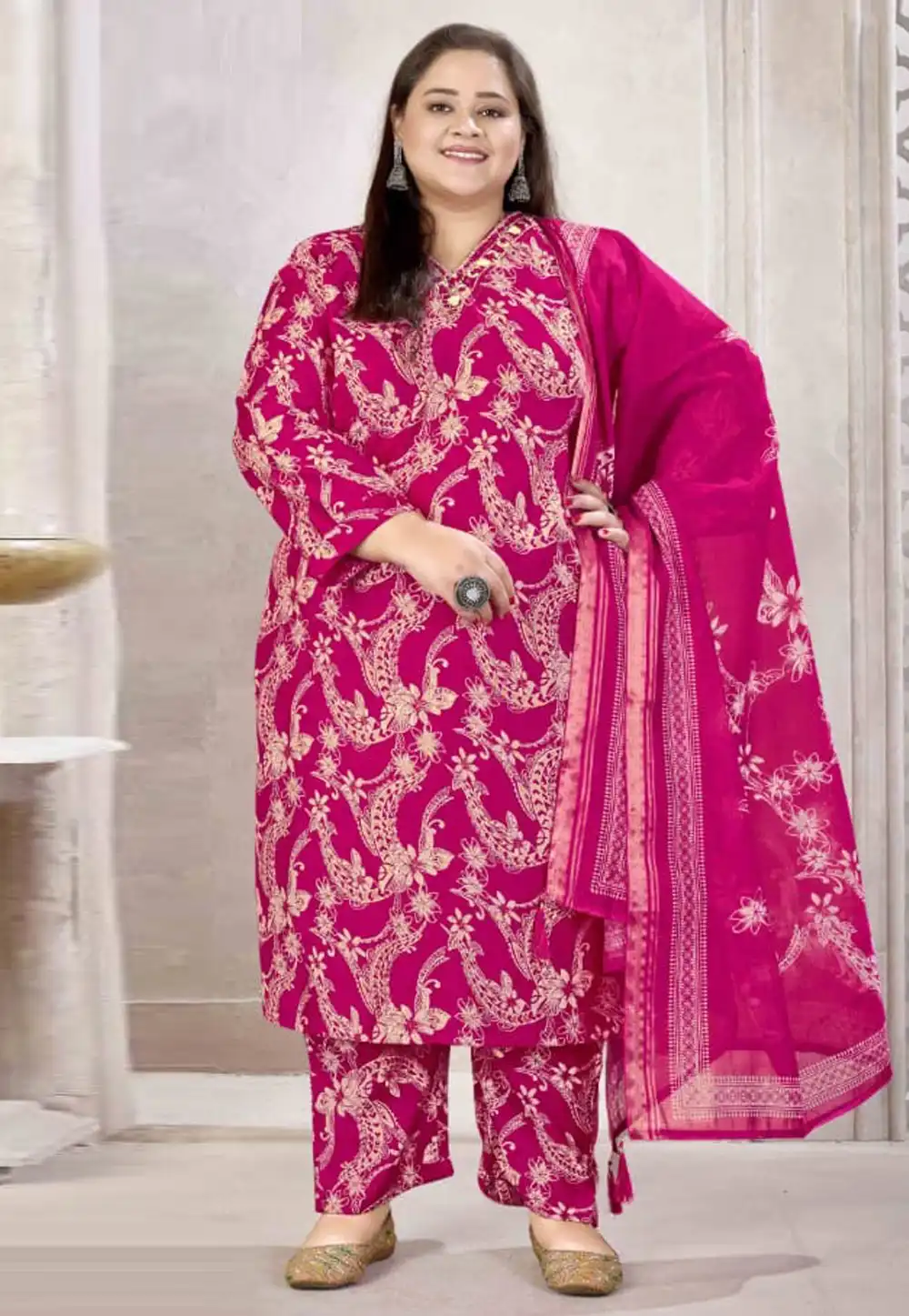 Pink Viscose Readymade Pant Style Suit 317815