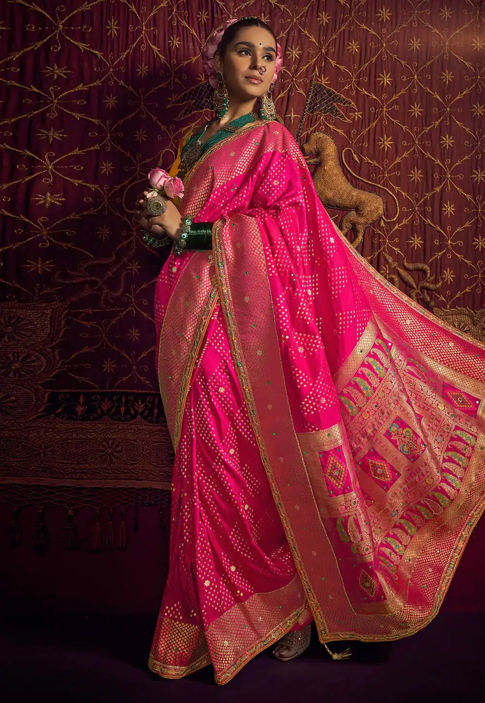 Pink Viscose Saree With Blouse 313440