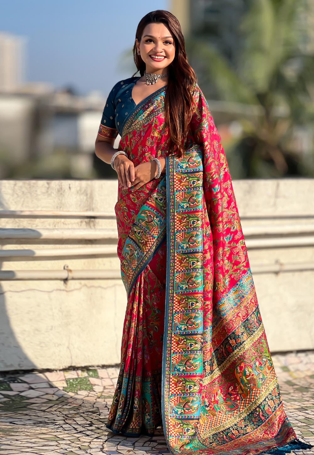 Pink Viscose Saree With Blouse 322523