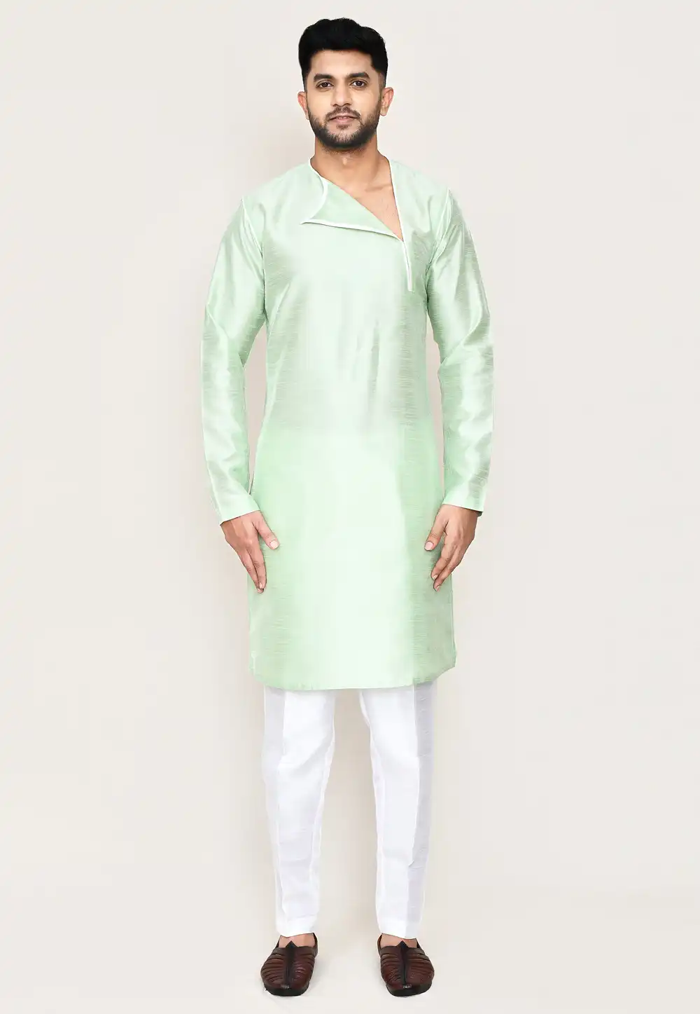 Pista Green Art Silk Kurta Pajama 306079