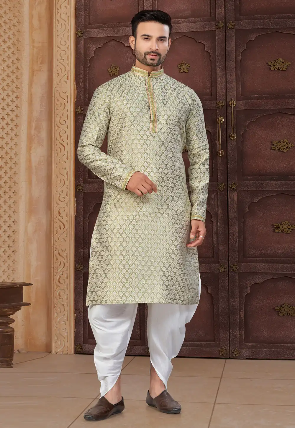 Pista Green Banarasi Dhoti Kurta 322874