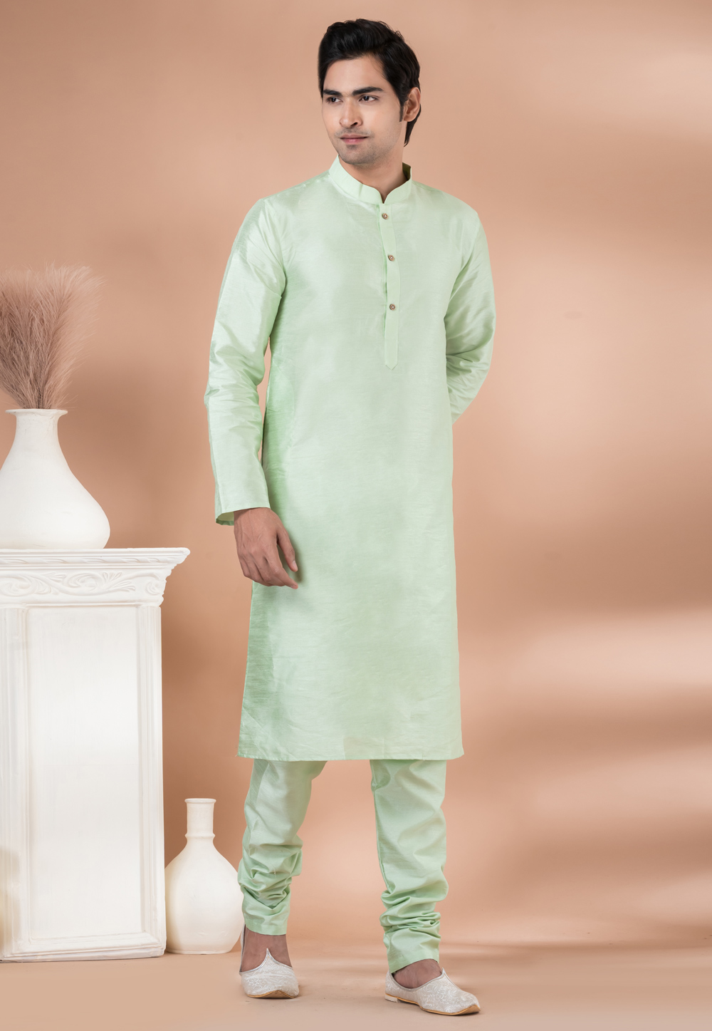Pista Green Banarasi Kurta Pajama 282552