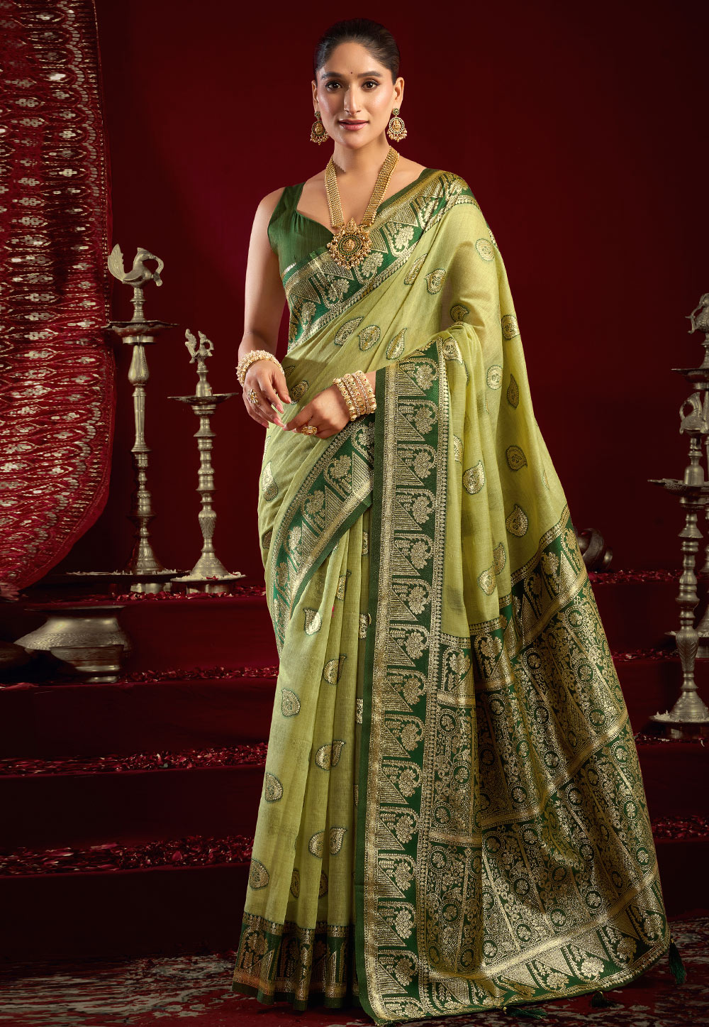 Pista Green Banarasi Saree 320629