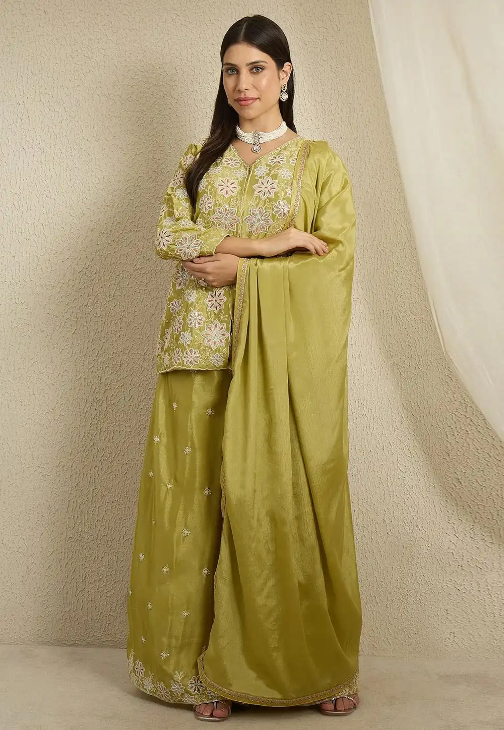 Pista Green Chinon Readymade Palazzo Suit 327416