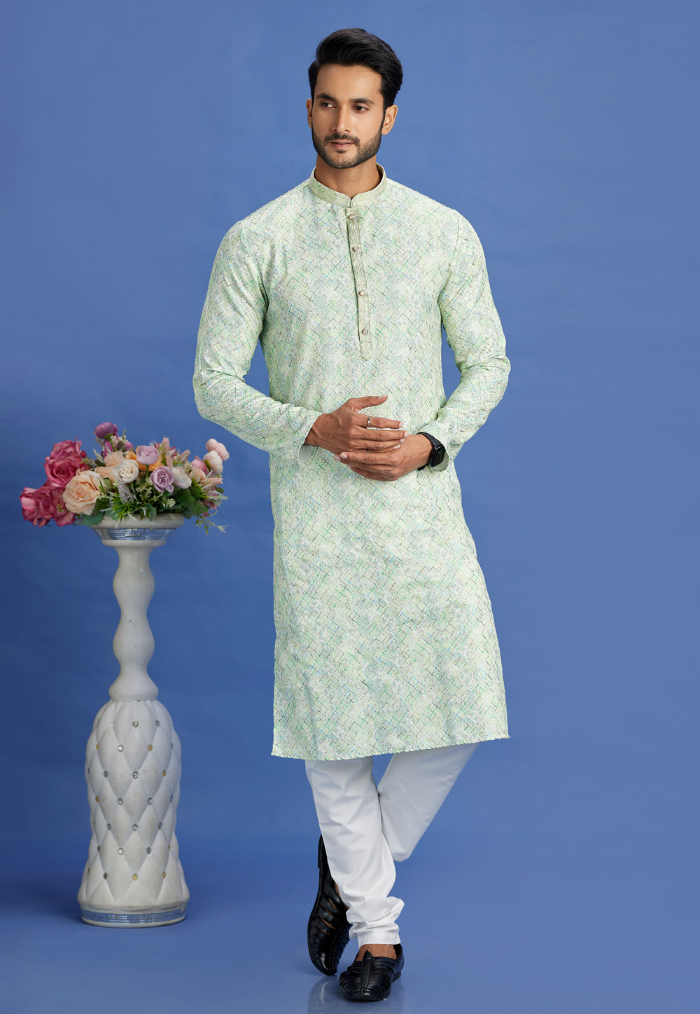 Pista Green Cotton Kurta Pajama 283314