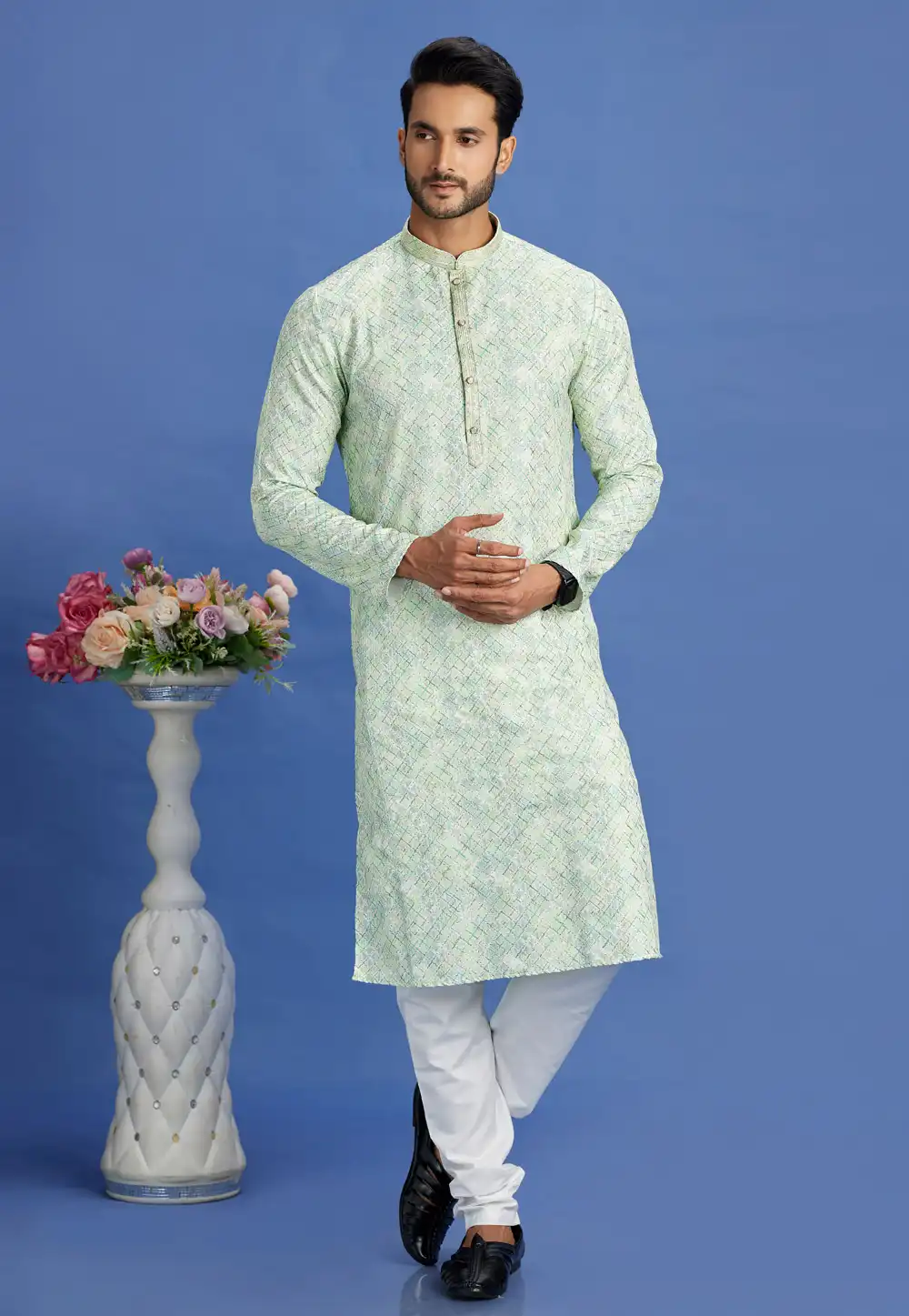 Pista Green Cotton Kurta Pajama 283314